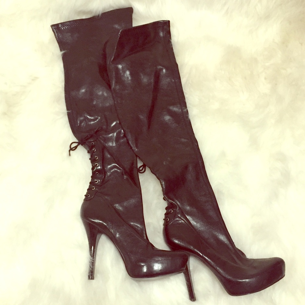 Carlos Faux leather thigh high boots